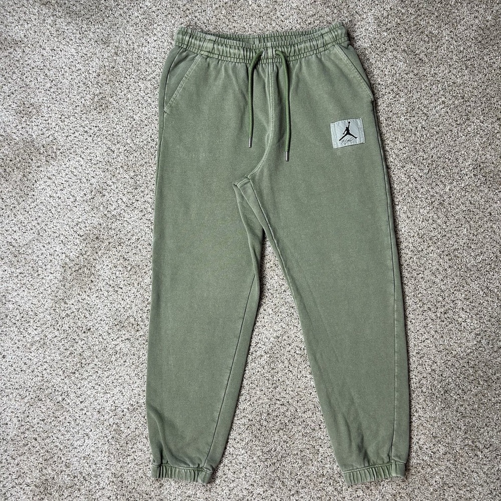 Jordan Jogger Pants Mens Medium Green Flight Fleece Tapered Drawstring Casual